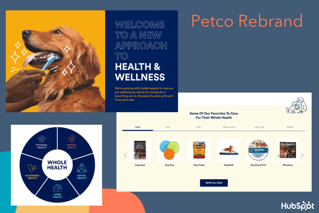 Petco's rebrand as a health and wellness company for animals.